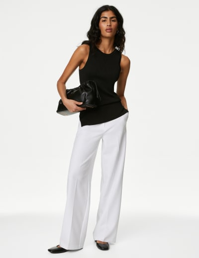 Linen Blend Wide Leg Trousers, M&S Collection