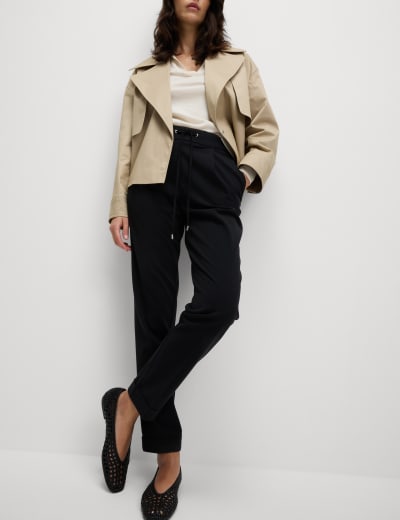 Jersey Straight Leg Trousers with Stretch M S Collection M S
