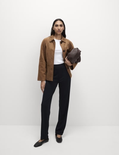 Jersey Straight Leg Trousers with Stretch M S Collection M S