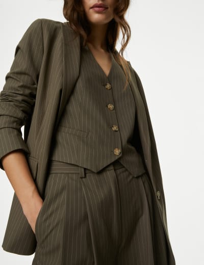 Wool Blend Longline Waistcoat M S Collection M S