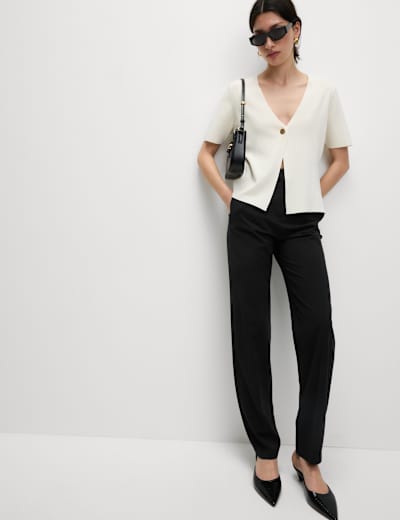 High waisted hot sale stretch trousers