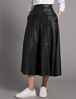 Leather Midi Skirt | M&S