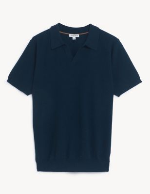 Cotton with Cashmere Knitted Polo Shirt
