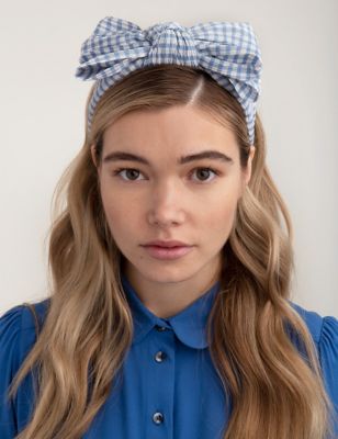 Light Blue Gingham Hairband Blue Gingham Headband School Uniform