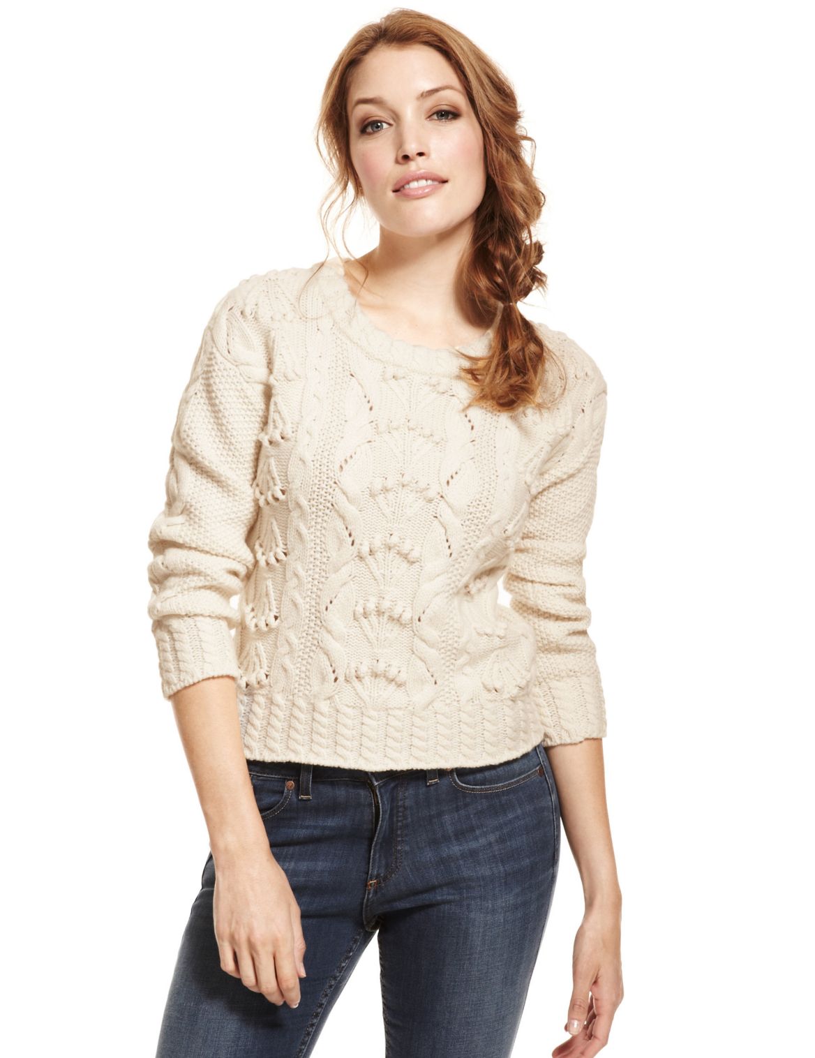 Pure Merino Wool Cable Knit Jumper Ivory | Voova