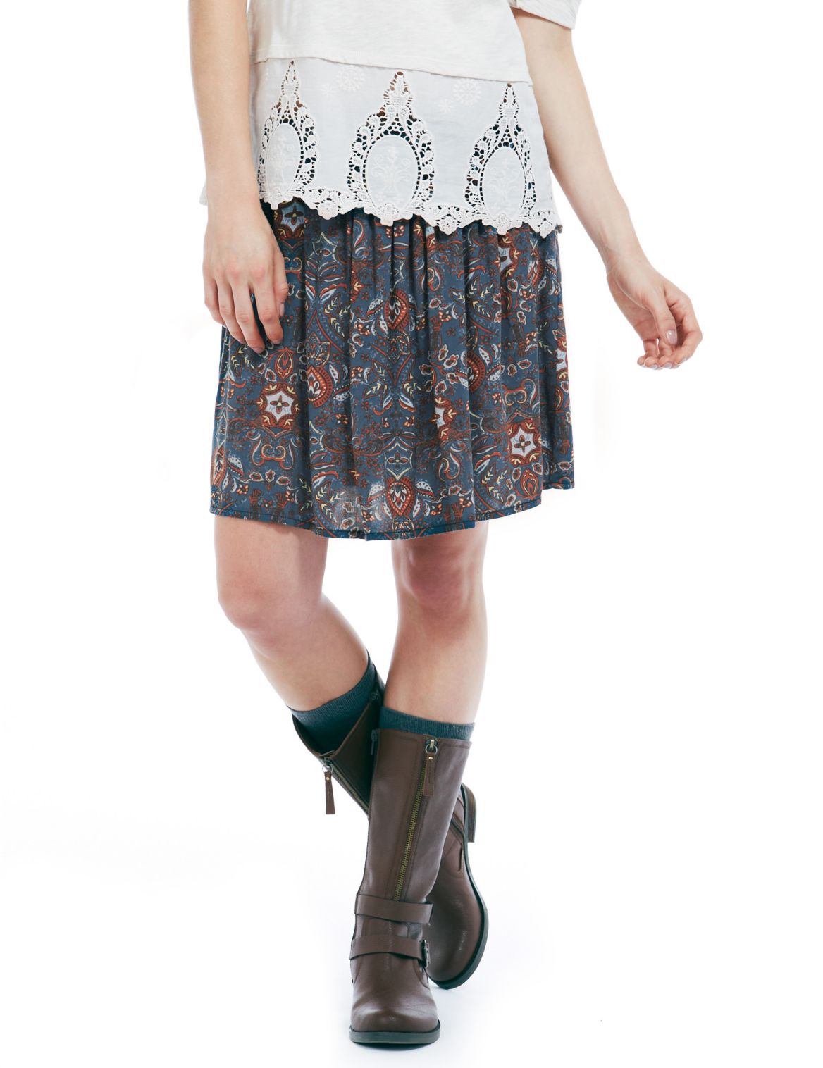 Wild Print Mini Skirt With Belt Teal Mix | Vootz