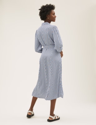 marks and spencer blue shirt dress