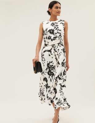 white and black wedding guest dress