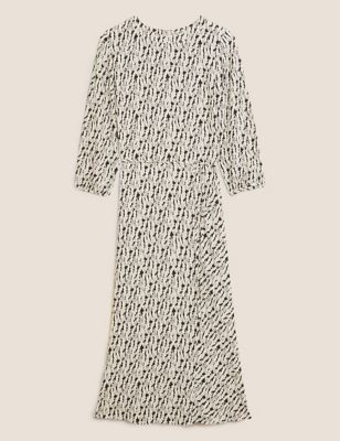 Geometric Blouson Sleeve Midaxi Column Dress