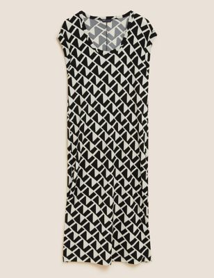 Jersey Geometric Midaxi Column Dress