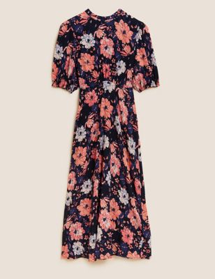 Floral Round Neck Midaxi Tea Dress