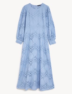 Pure Cotton Broderie Midaxi Tea Dress