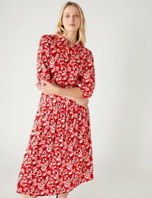 Floral Midi Shirt Dress