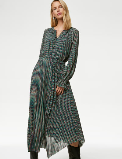 Geometric Tie Neck Midaxi Shirt Dress 19 of 32