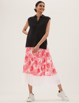 Floral Pleated Midaxi Skirt