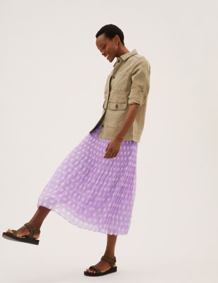 Polka Dot Pleated Midaxi Skirt