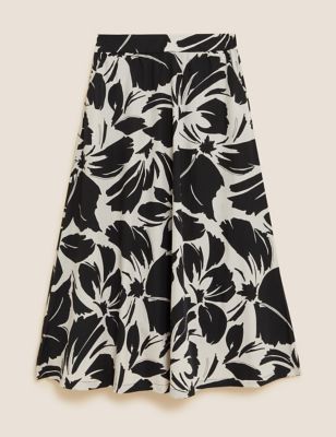 Pure Cotton Floral Maxi A-Line Skirt