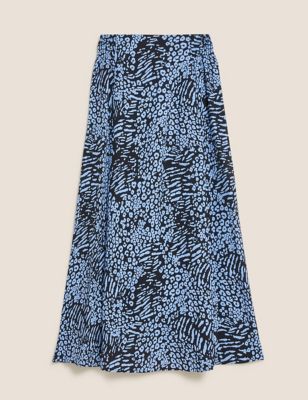 Animal Print Midaxi A-Line Skirt