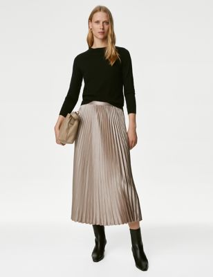 Satin Pleated Midaxi Skirt