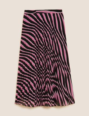 Striped Pleated Midaxi Skirt