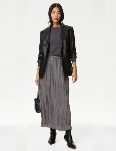 Pure Cotton Belted Midi Pencil Skirt