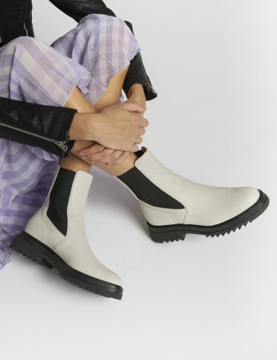 Leather Chelsea Flatform Ankle Boots M S Collection M S