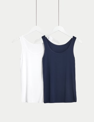 2pk Cotton Rich Secret Support™ Vests, M&S Collection