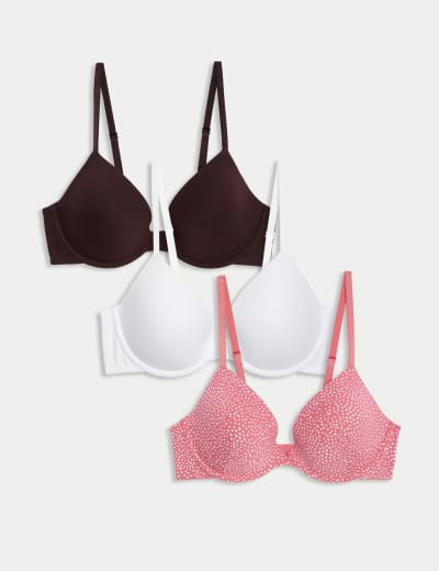 3pk Lace & Mesh Wired Balcony Bras Set A-E