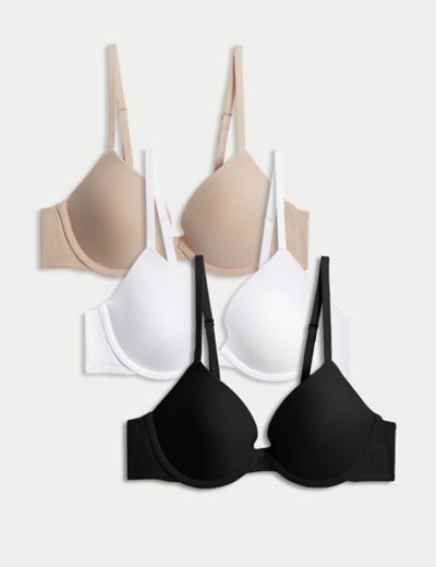 EX M&S 3200 2 Pack Cotton Rich Non Wired Padded T-Shirt Bra (S12