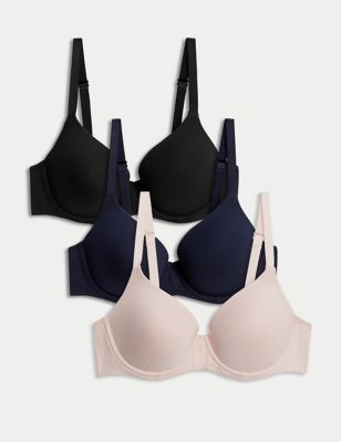 3pk Wired Full Cup Bras A-E, M&S Collection