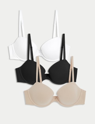 3pk Cotton Wired Push-Up Bras A-E, M&S Collection