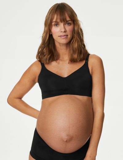 M&S Maternity Bra 36DD Grey Marl Lace Trim Breast Feeding Nursing
