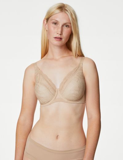 LADIES M&S 'BODY' UNDERWIRED FULL CUP T SHIRT BRA PADDED SIZE 32E ALMOND  BNWT
