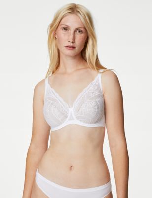 WHITE BRA 34 A MARKS & SPENCER CERISO UNDERWIRED LIGHTLY PADDED LOW FRONT LACE