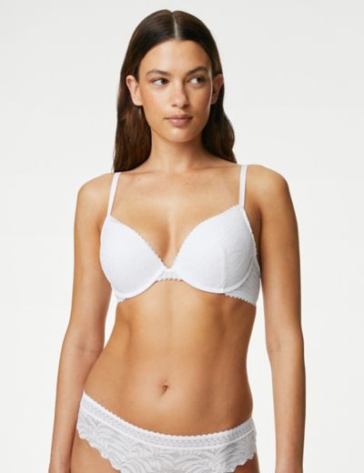 3pk Cotton Wired Plunge T-Shirt Bras A-E, M&S Collection