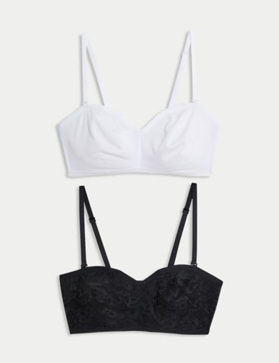 Hot Sale 💯 M&S Collection Bras Lace Padded Bandeau Strapless Bra A-E ⌛ is  simple modern style