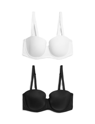 Strapless Convertible Push Up Bra Front Buckle Non-Slip Invisible Underwear Heavily  Padded Lift Up Supportive Add Two Cup Multiway T-shirt Bras 