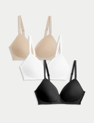 M&S Womens 2pk Non-Wired Bralette First Bra AA-D - 28A - Black/Grey,  Black/Grey,White/White, £12.00