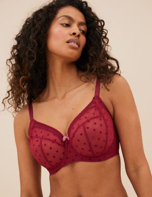 Spot Mesh Wired Extra Support Bra F-J