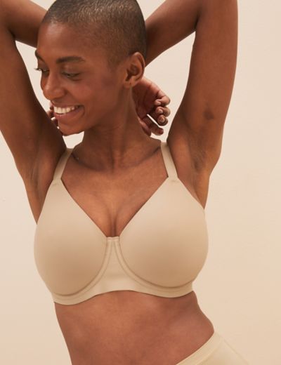 3pk Cotton Non Wired Full Cup Bras A-E, M&S Collection, M&S