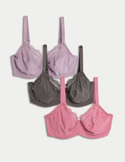 Buy Marks & Spencer 3pk Wired Balcony Bras T33335OPALINE Mix (34DD) at