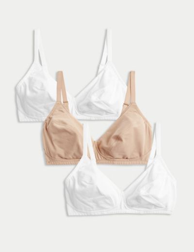 PACK OF 2 First Bras Size 28Aa M&S Non Wired Unpadded White/Pink 90% Cotton  New EUR 9,34 - PicClick FR