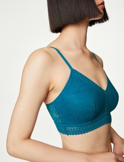 Floral Lace Bralette- Teal Grey – Pineapple Lain Boutique