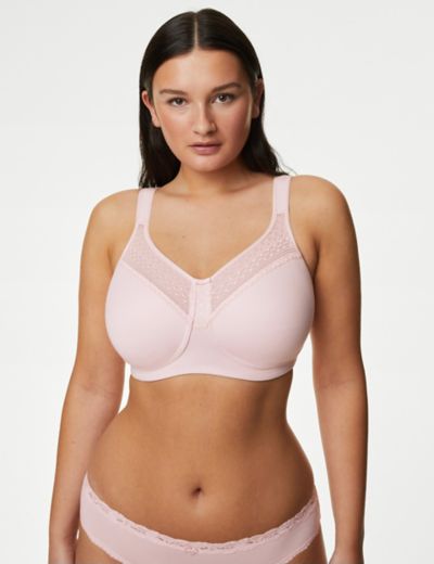 Buy Marks and Spencer Women's Embroidered Total Support Non Wired Full Cup  Bra, Almond, 40B at