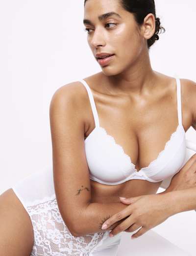 84000 Pour Moi Rebel Padded Plunge Bra - 84000 White