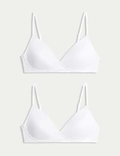 ex M&S ANGEL GIRLS NON WIRED FIRST Bra With FLEXIFIT In WHITE Size 30A