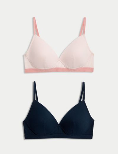 2pk Cotton Wired Full Cup Bras A-E, M&S Collection