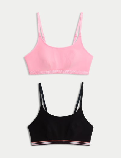 2pk Non Wired Crop Top First Bras, M&S Collection