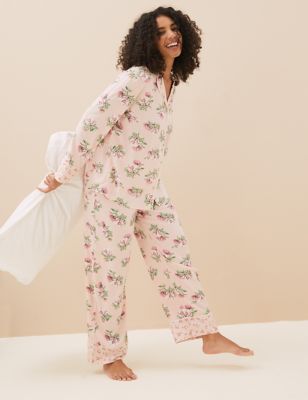 Woven Viscose Floral Revere Pyjama Set