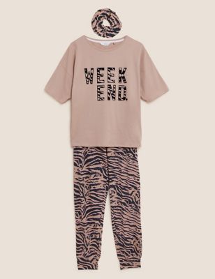Pure Cotton Pyjama Set With Scrunchie
